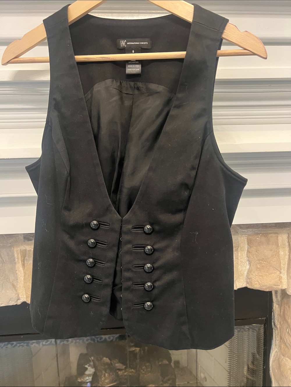 INC Black Double-Row Buttoned V-Neck Vest